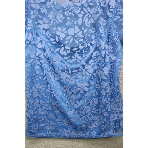Laundry by Shelli Segal Mesh Overlay Floral Top-Large-Whimsigoth - Picture 9 of 10